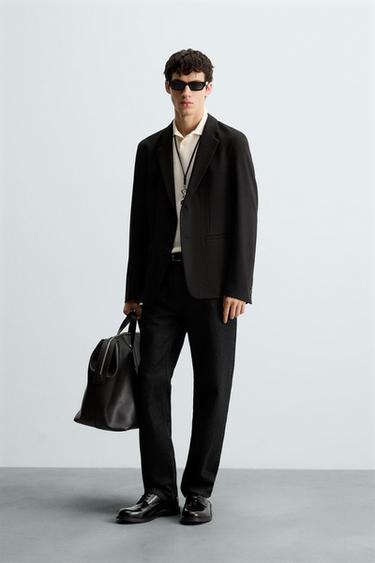 Zara 舒適版修身西裝外套 - 黑色