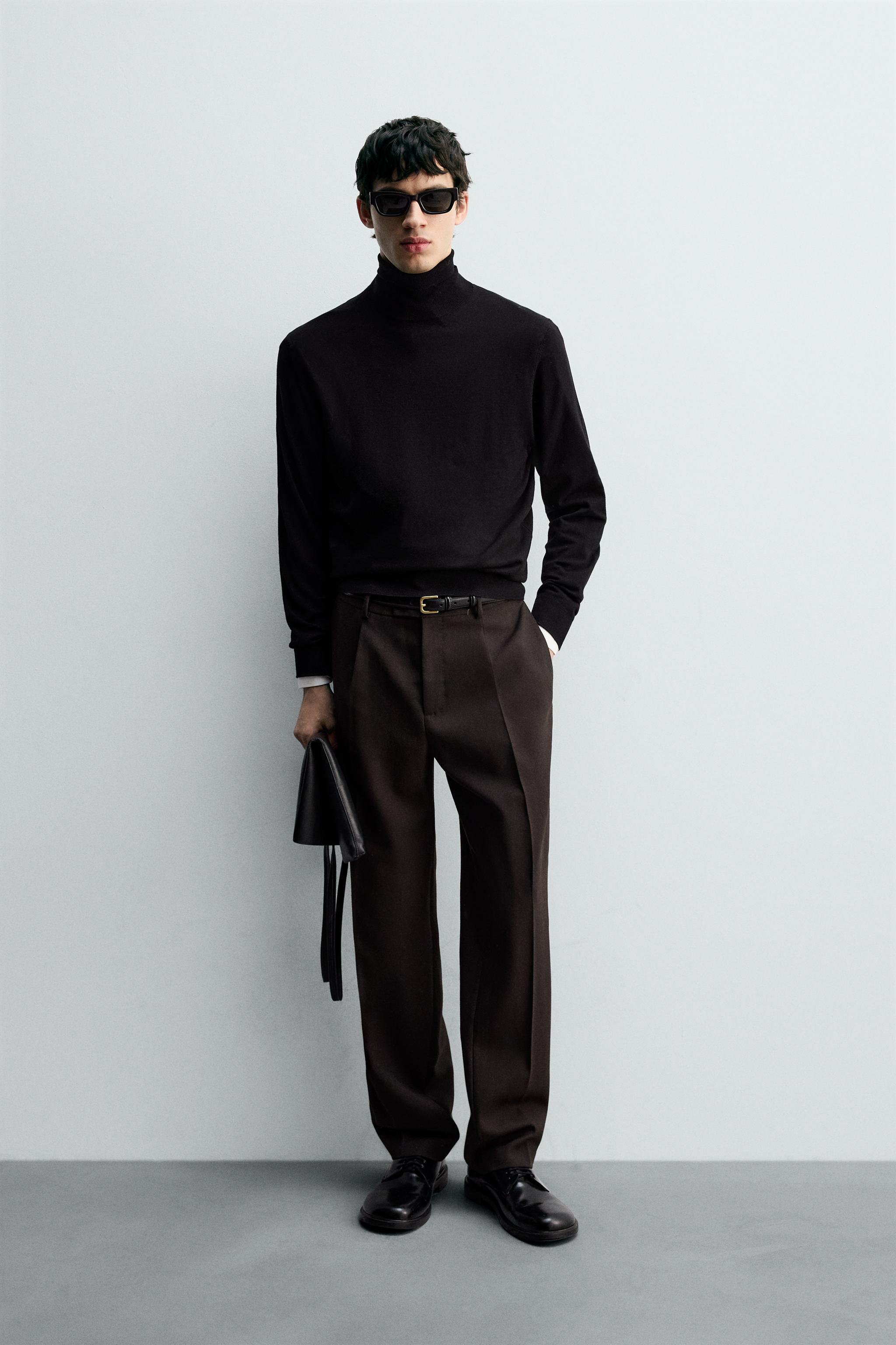 PLEATED WOOL PANTS - Brown | ZARA United States