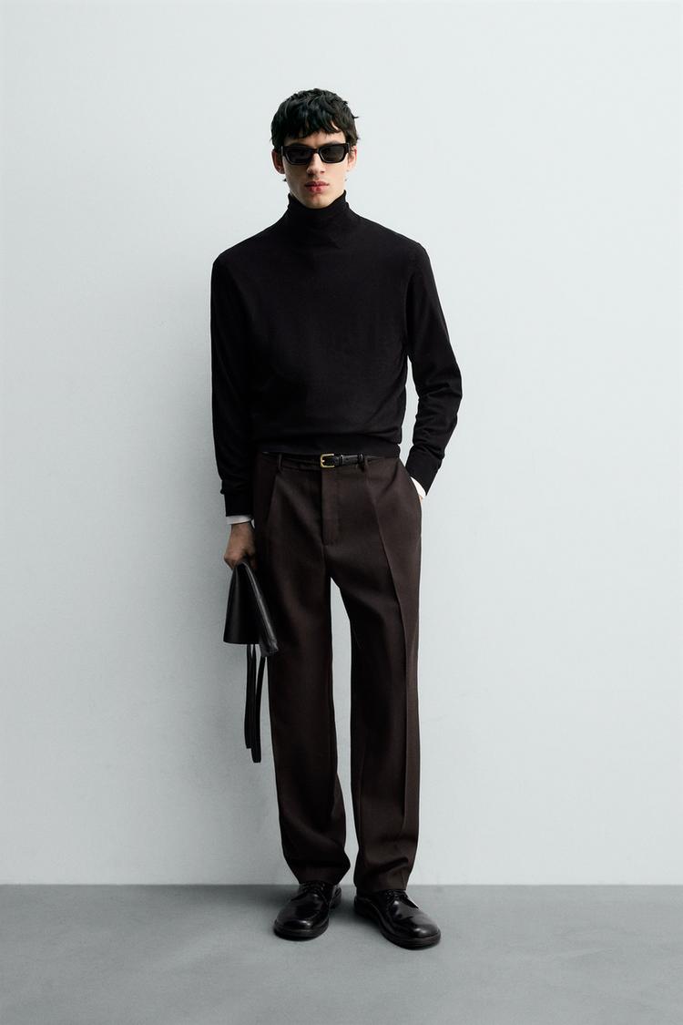 100% WOOL PLEATED TROUSERS