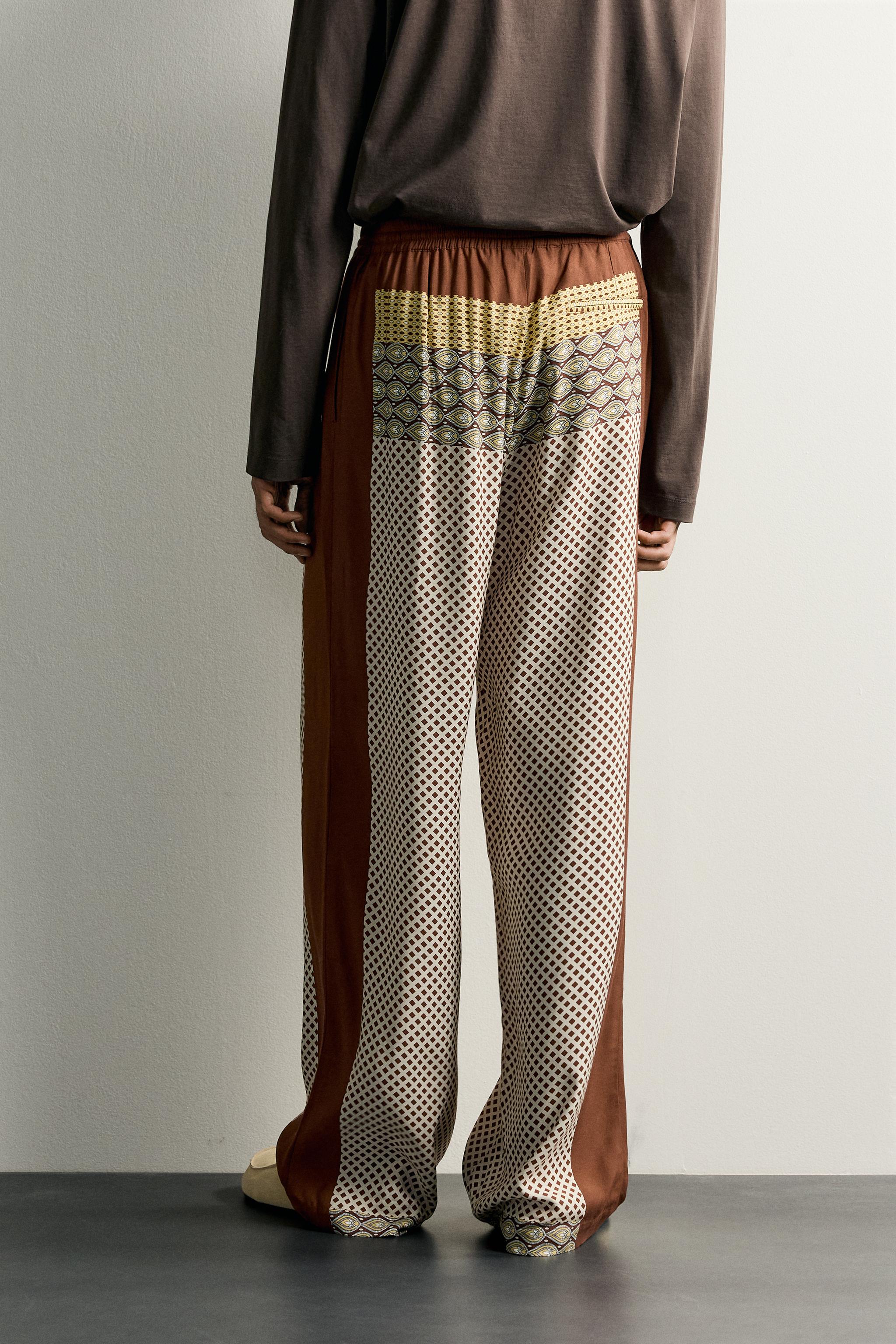 Мужские брюки Zara LIMITED EDITION MIXED PRINT FLOWY PANTS — фото 3