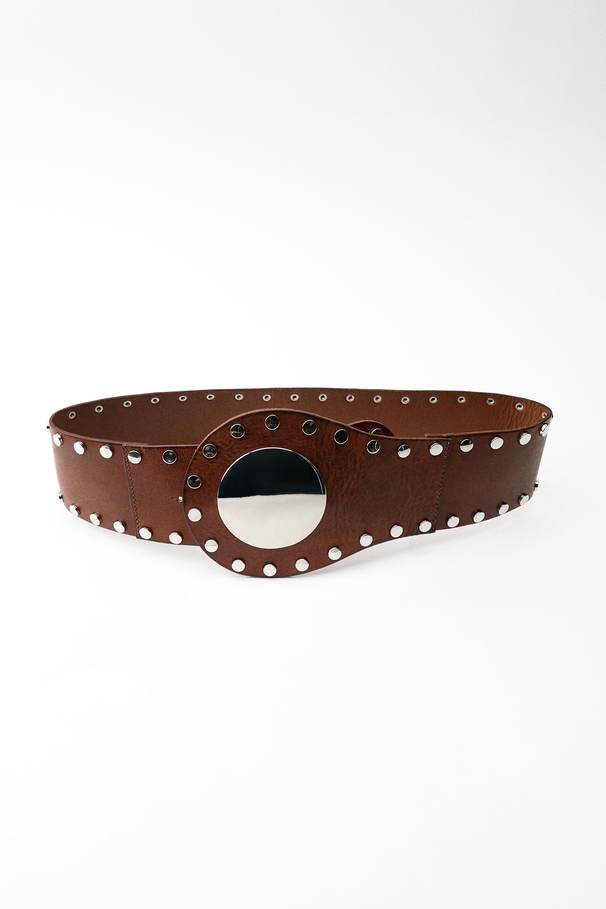 CEINTURE LARGE EN CUIR CLOUTE