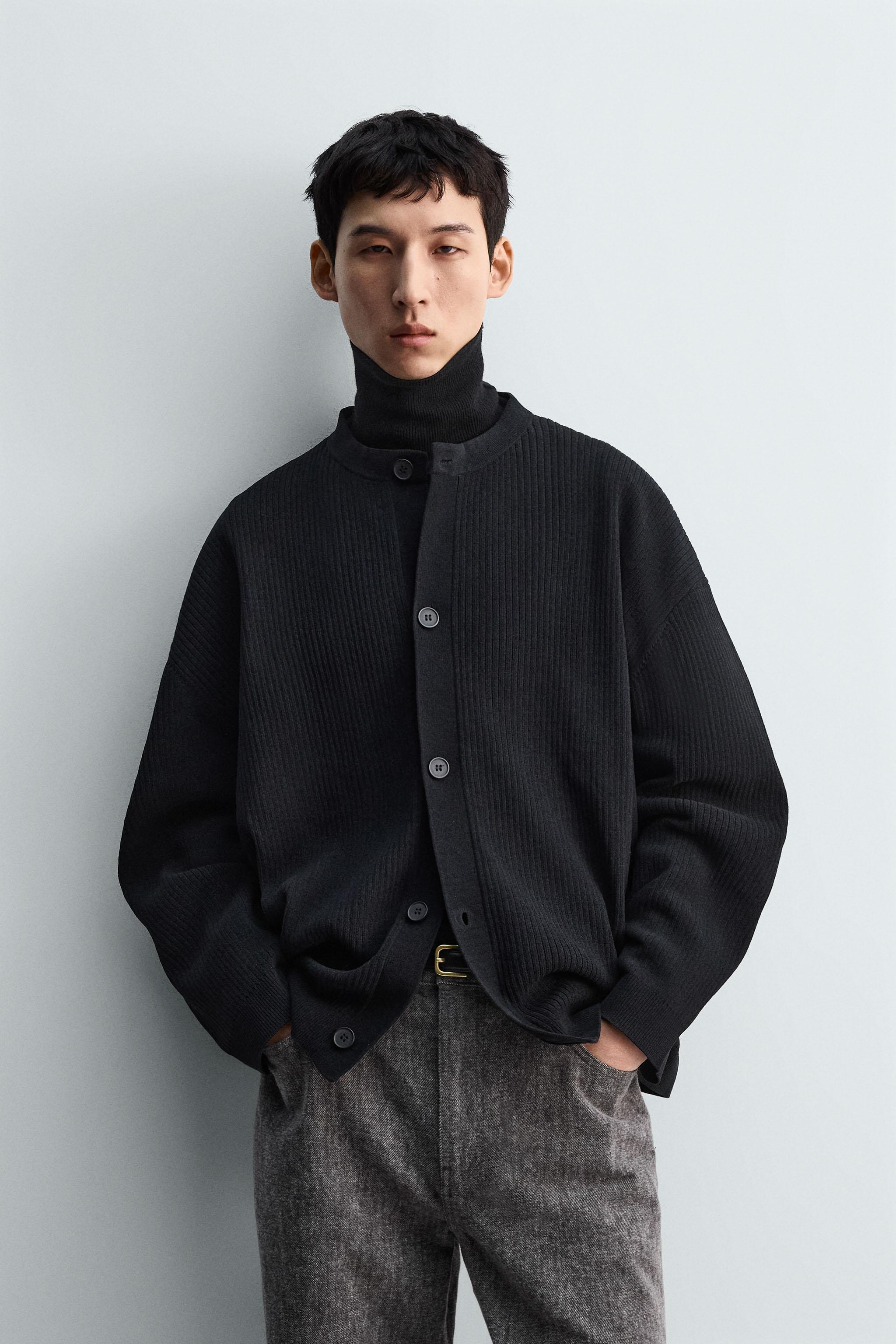 テクスチャー素材カーディガン - ブラック | ZARA Japan / 日本