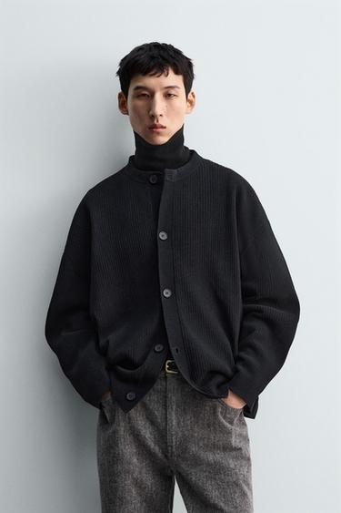 Zara 紋理開襟衫 - 黑色