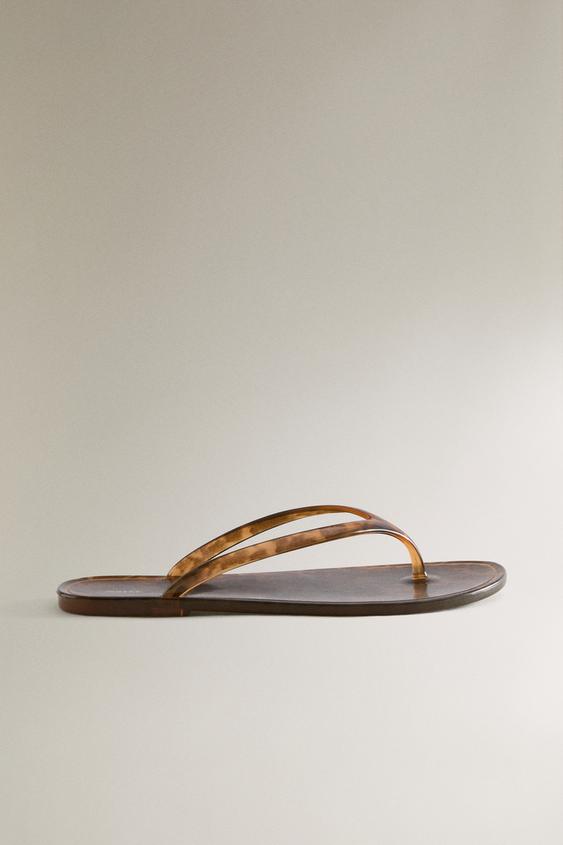 FLAT JELLY SANDALS - Brown by Zara - Image 0