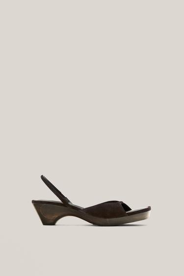 Zara Wood heel sandal - Limited Edition - Brown - Image 0