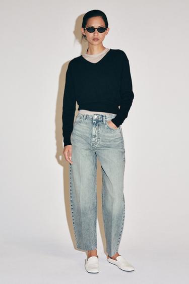 ZW COLLECTION ハイウエスト テーパードデニムパンツライトブルーZaraのZW COLLECTION ハイウエスト テーパードデニムパンツ - ライトブルー 