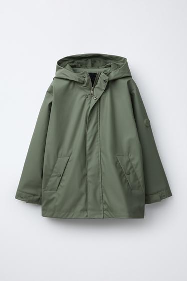 Zara RUBBERIZED WATER REPELLENT PARKA - Green