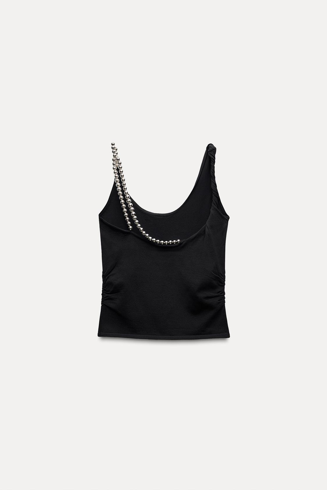 KNIT TOP WITH BALL STRAPS
