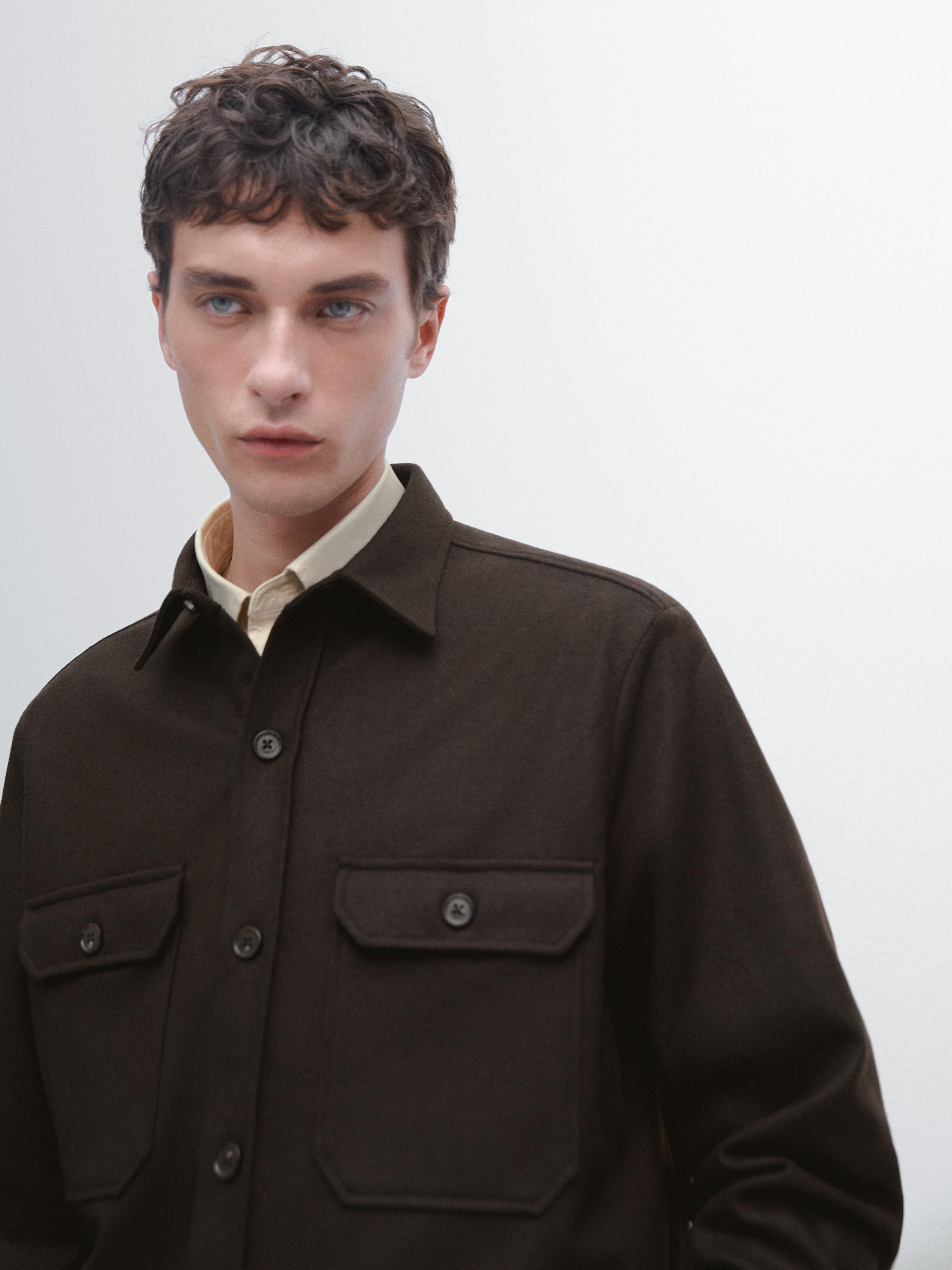 100% wool overshirt with pockets