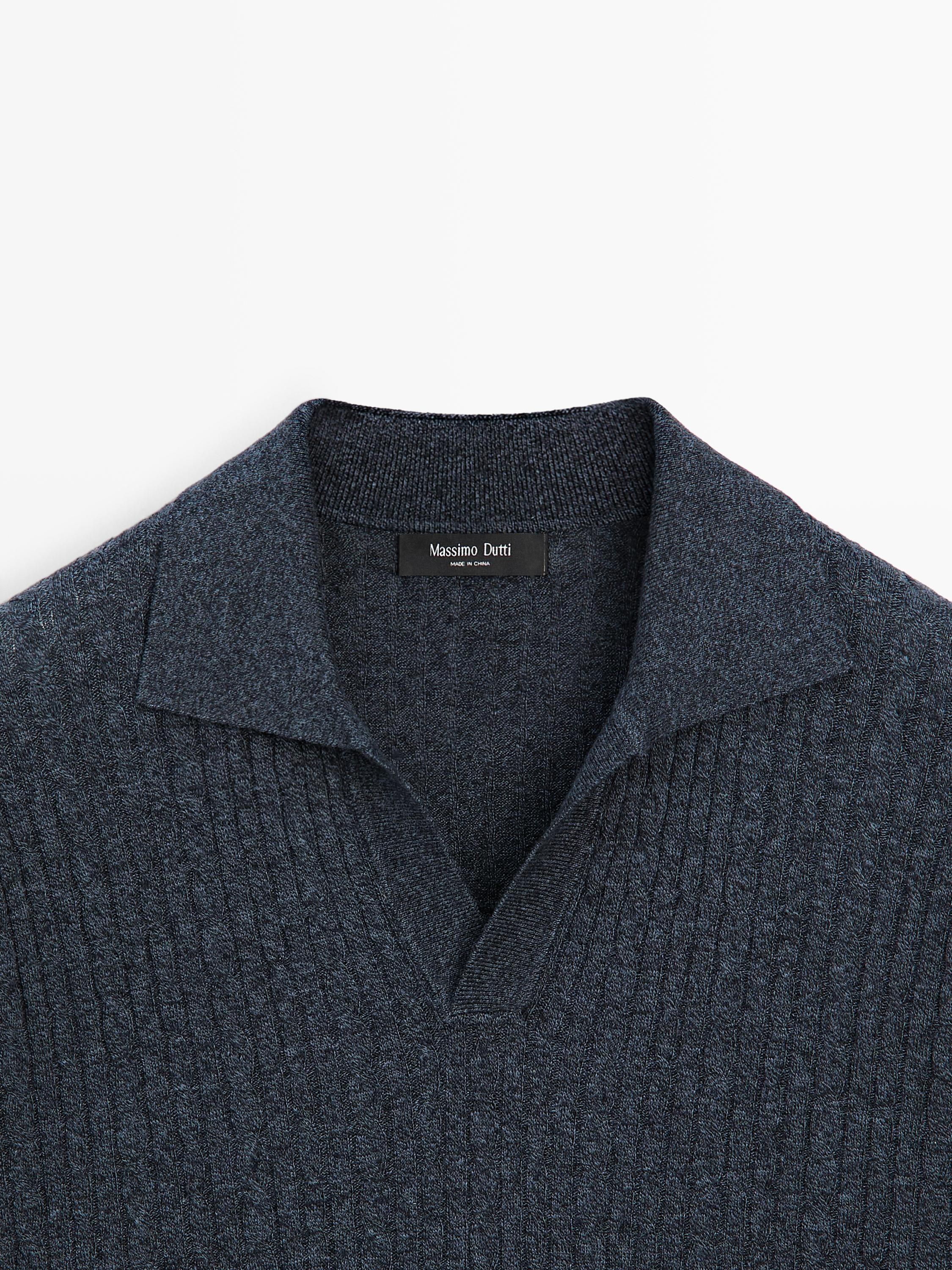 Polo en maille à manches courtes détail tressé