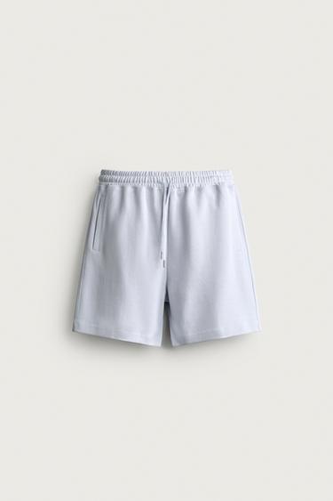 RELAXED FIT INTERLOCK JOGGER BERMUDA SHORTS - Sky blue by Zara