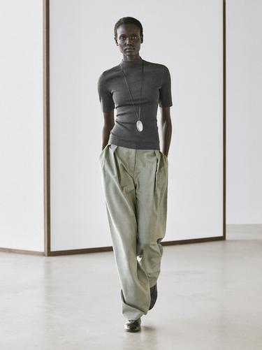 Zara Short sleeve cotton blend T-shirt - Anthracite grey - Image 0