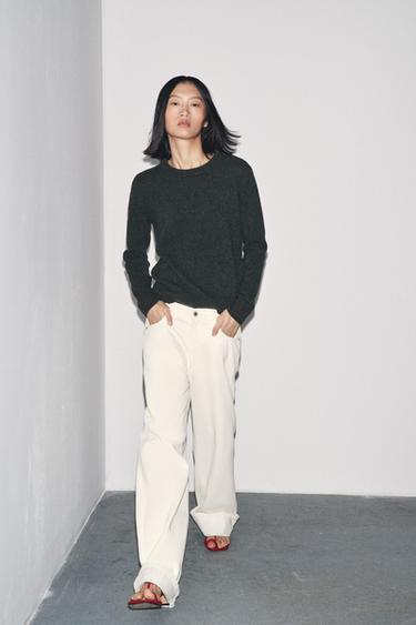 CASHMERE AND WOOL BASIC SWEATER - Dark grey by Zara