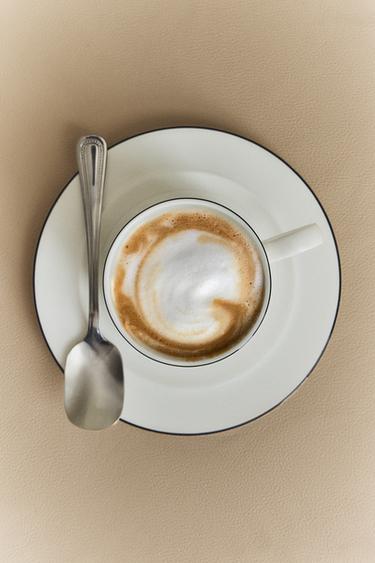 TASSE À THÉ ET SOUCOUPE BONE CHINA FILET NOIR - Blanc / Noir de Zara - Image 5