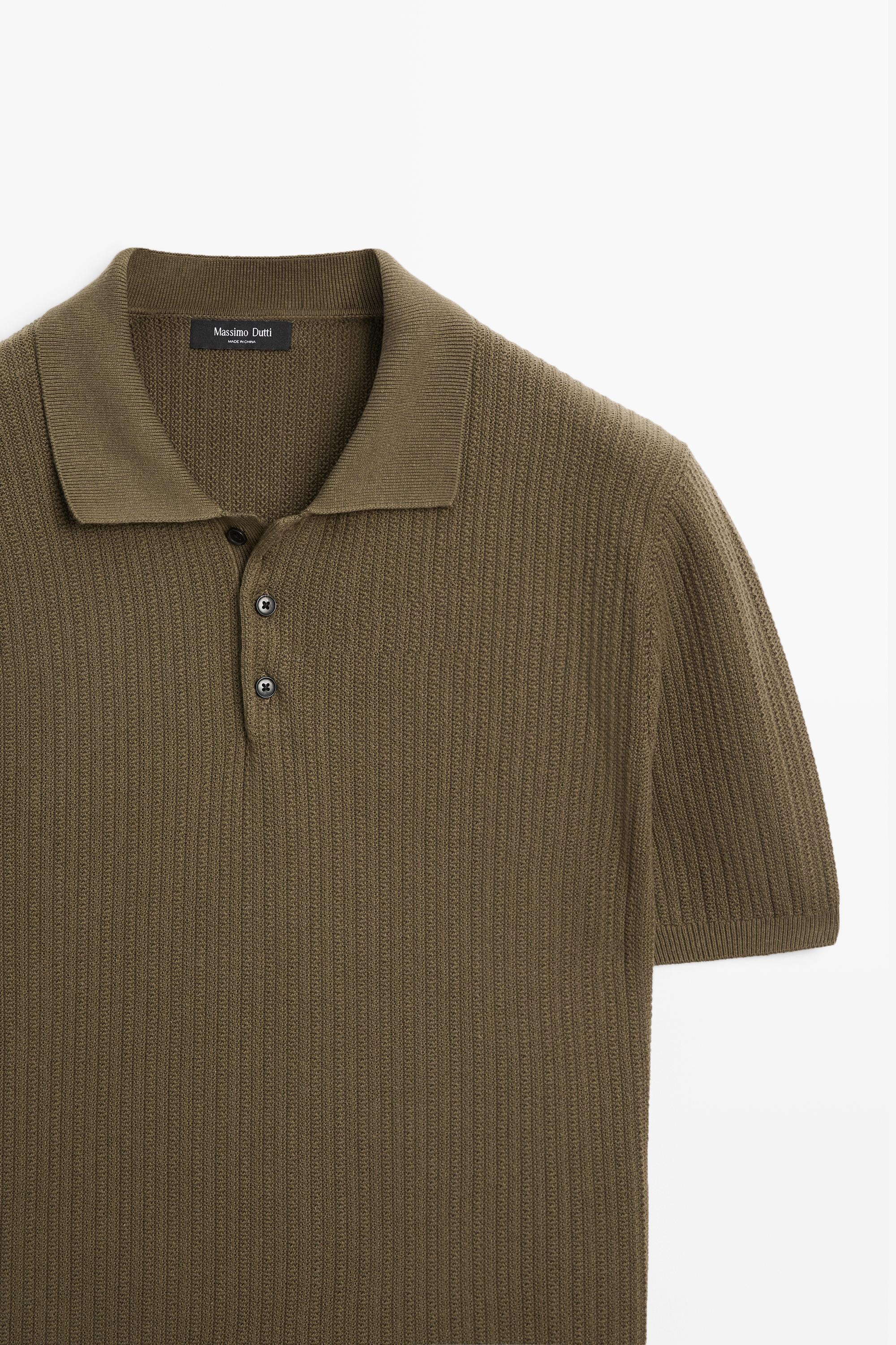 Pull polo en maille texturée 100 % coton