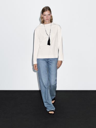 Zara Long sleeve cotton sweatshirt - White