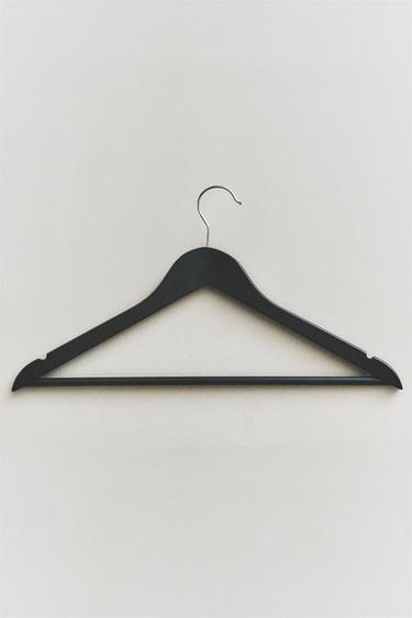 LACQUERED WOODEN HANGER (SET OF 3) — Black 1