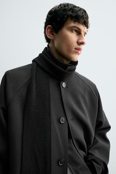 Zara KIŠNI MANTIL OVERSIZE KROJA OD VUNE – Crna