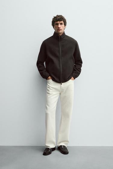 جاكيت بهيكل مربعات - أسود / بني الخاص بـ Zara