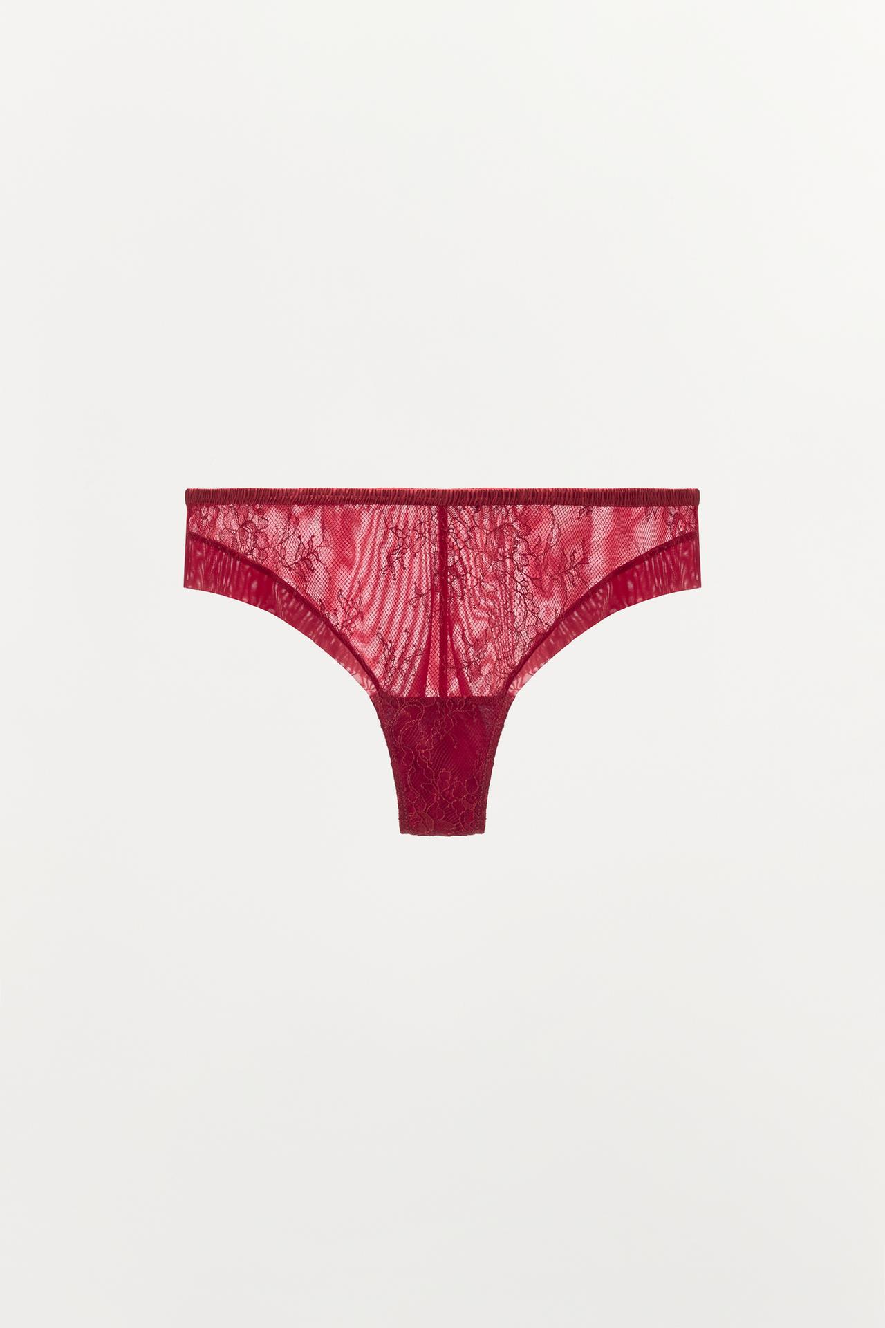 LACE BRIEFS — Dark red