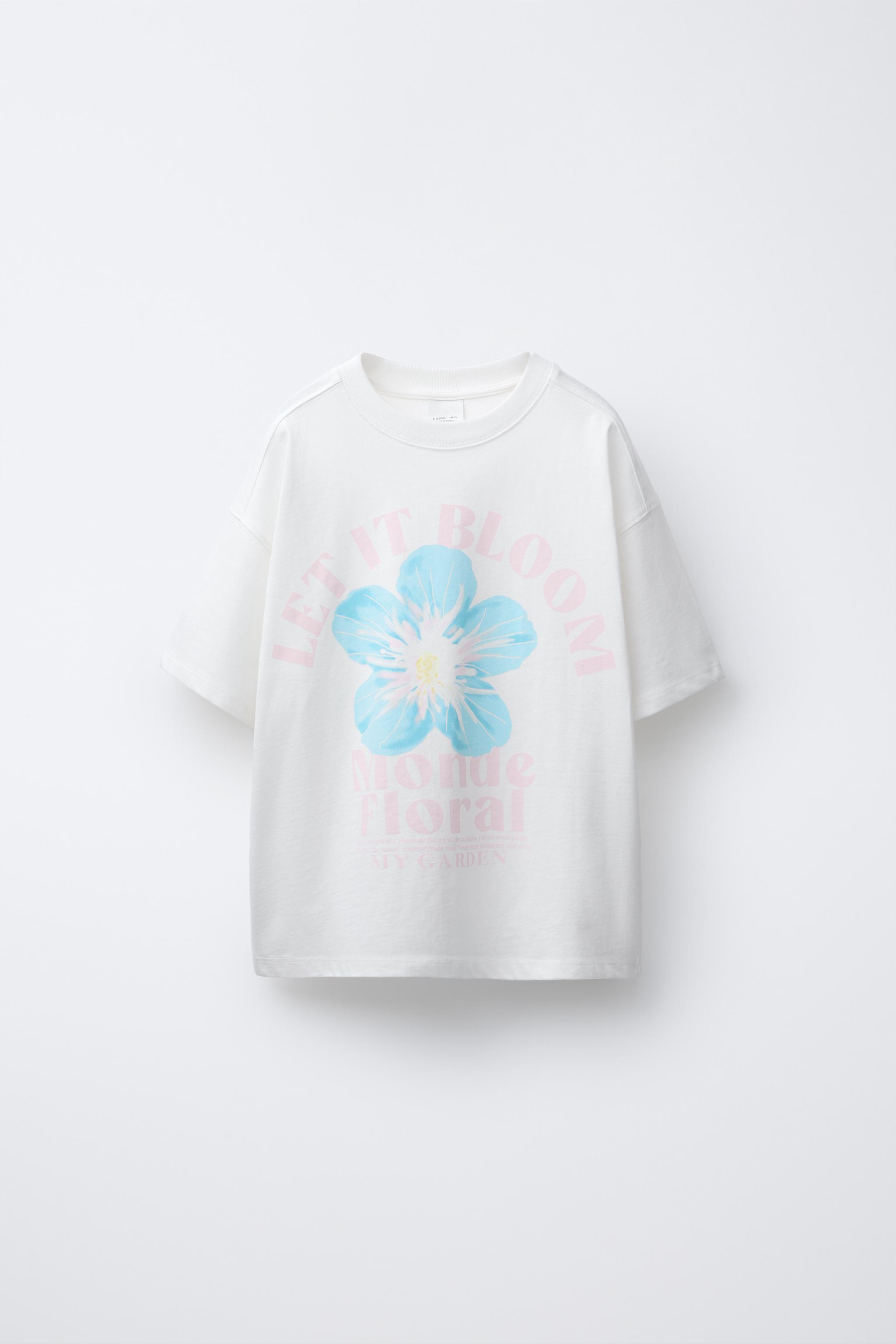 FLORAL PRINT T-SHIRT - Oyster-white | ZARA New Zealand