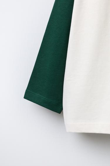 T-SHIRT À MANCHES RAGLAN - Vert de Zara - Image 3