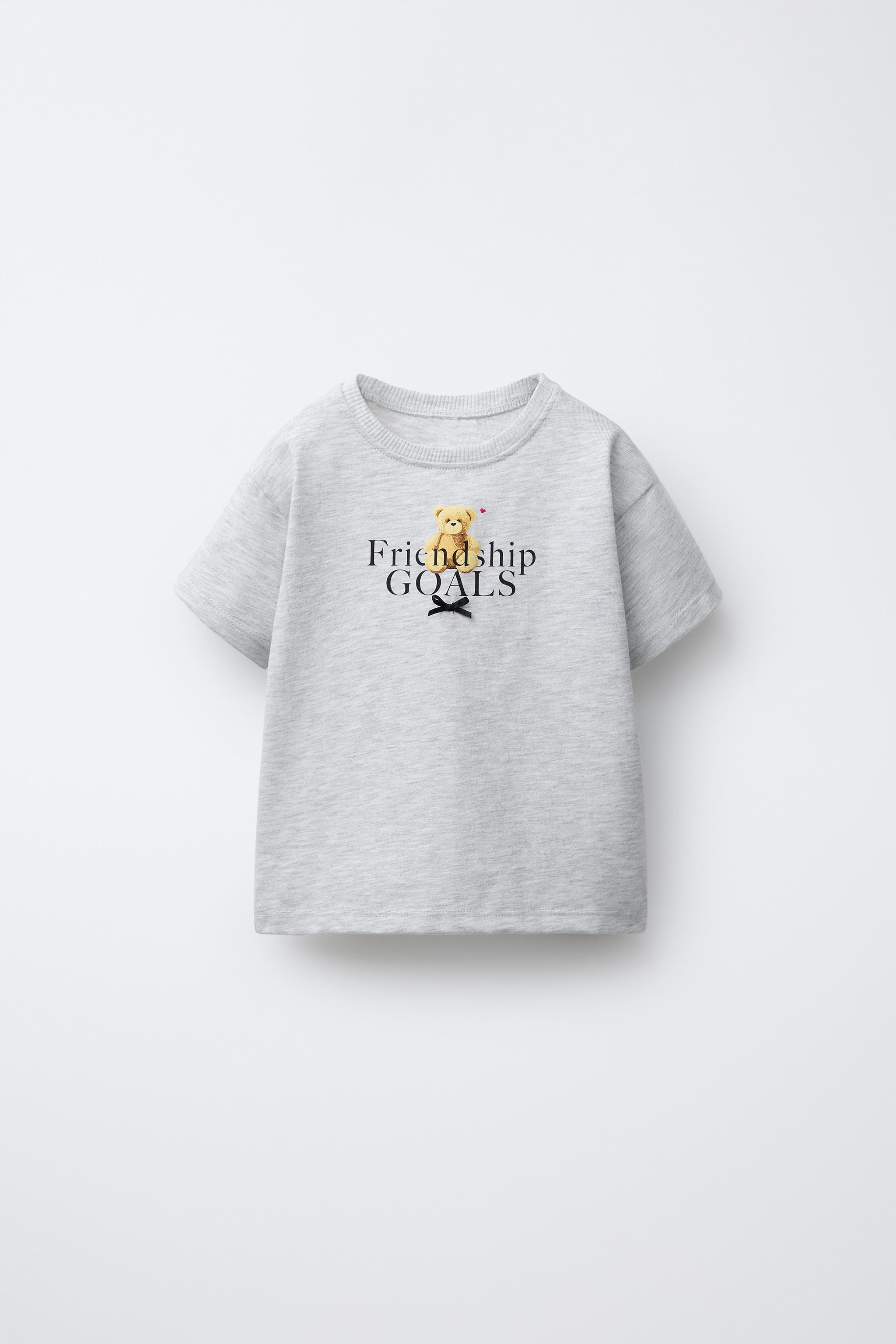 ANIMAL T-SHIRT WITH BOW - Gray marl | ZARA United States