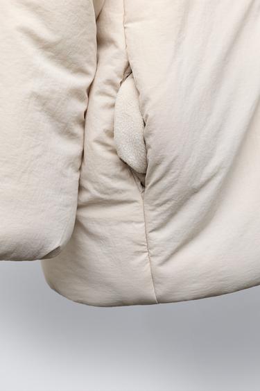 WATER-REPELLENT QUILTED COAT WITH TIES - Ecru by Zara - Image 5