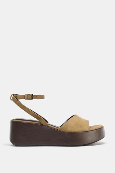 SANDALIA PLATAFORMA SERRAJE - Tostado oscuro de Zara