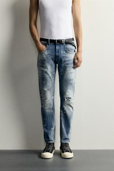 JEANS SKINNY FIT ME GRISJE - E kaltër e mesme nga Zara
