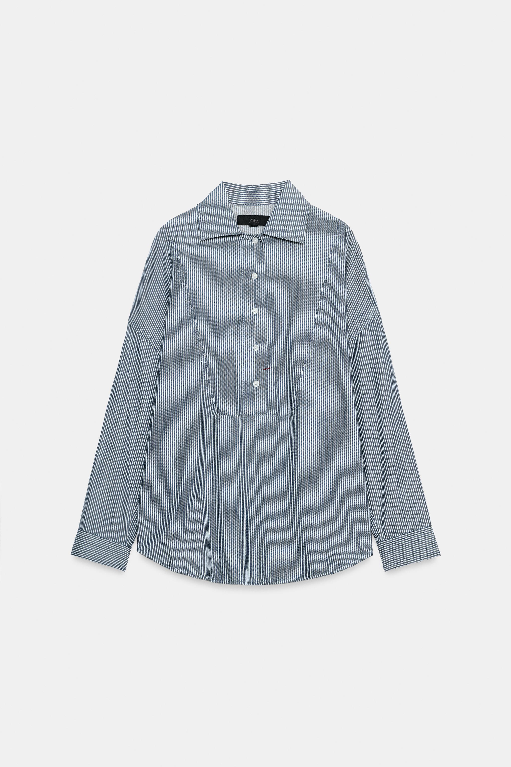 Zara ZW COLLECTION ÇİZGİLİ GÖMLEK görsel 4