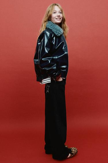 WIDE-LEG JEANS WITH STAR STUDS - Black by Zara