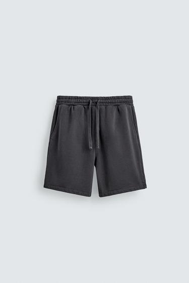 WASHED BASIC JOGGER BERMUDA SHORTS - Dark anthracite by Zara