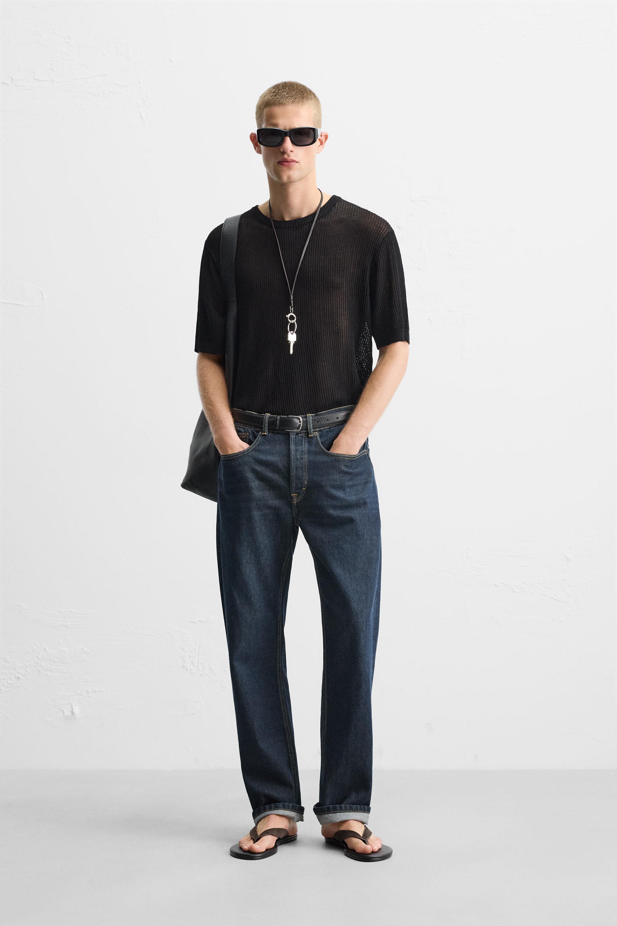 透かし編みニットTシャツ - ブラック | ZARA Japan / 日本