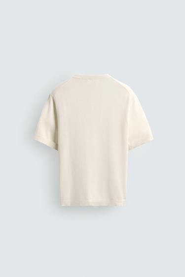LIGHT KNIT COTTON T-SHIRT - Oyster-white by Zara - Image 7