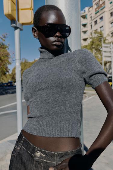 SHORT PUFF SLEEVE JUMPER - Grey by Zara