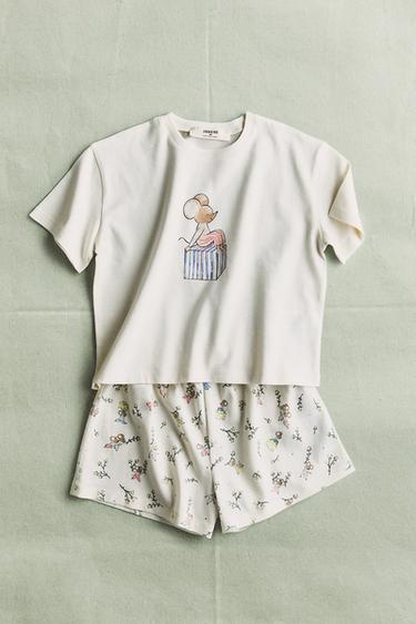 Zara DEČJI KOMPLET PIDŽAME SA MIŠEVIMA – prljavobela