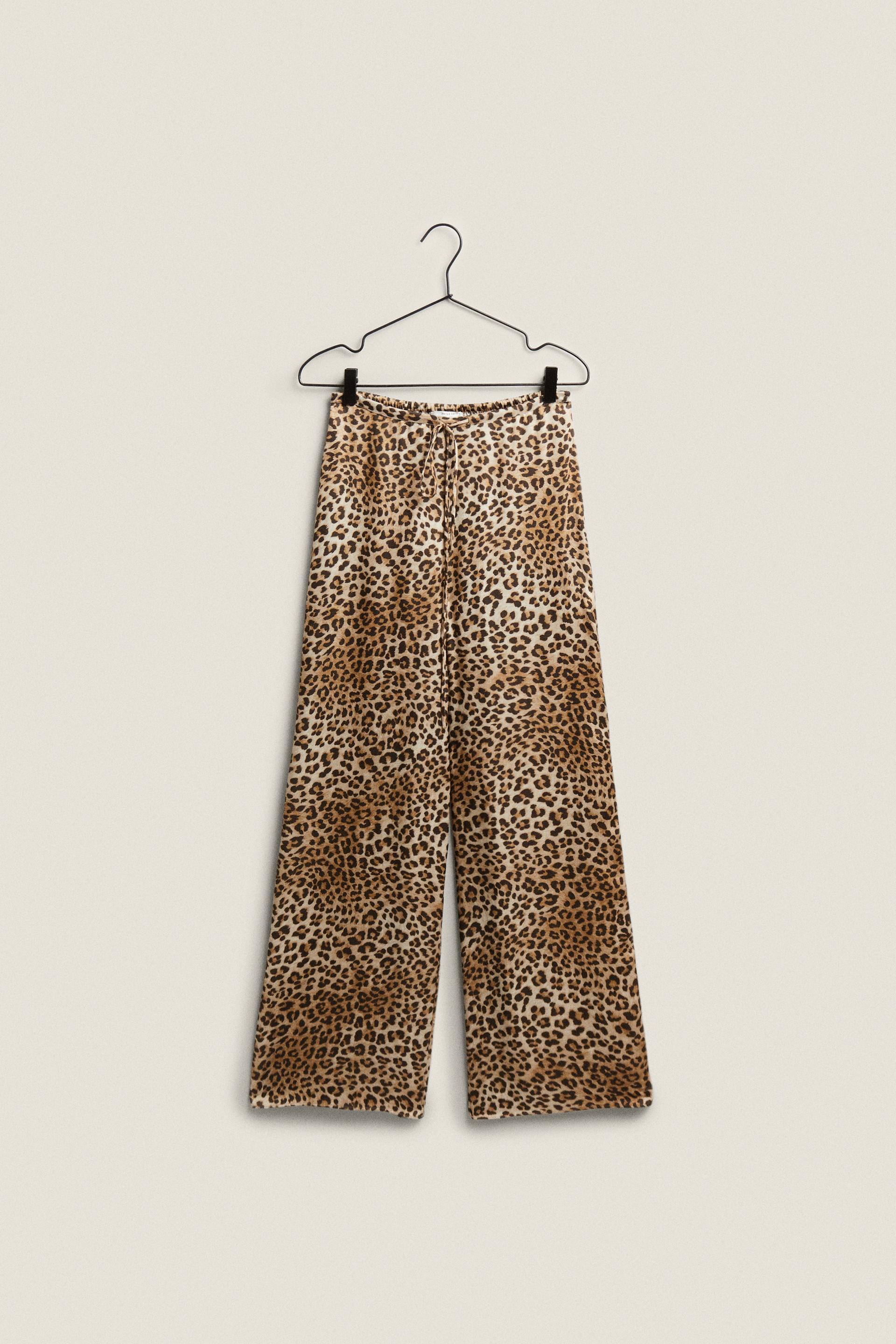 ZARA Leopard Wide Leg Jeans for Women