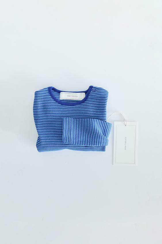 ZARA TIMELESS - STRIPED BODYSUIT WITH CONTRAST PIPING - Blue by Zara - Image 0