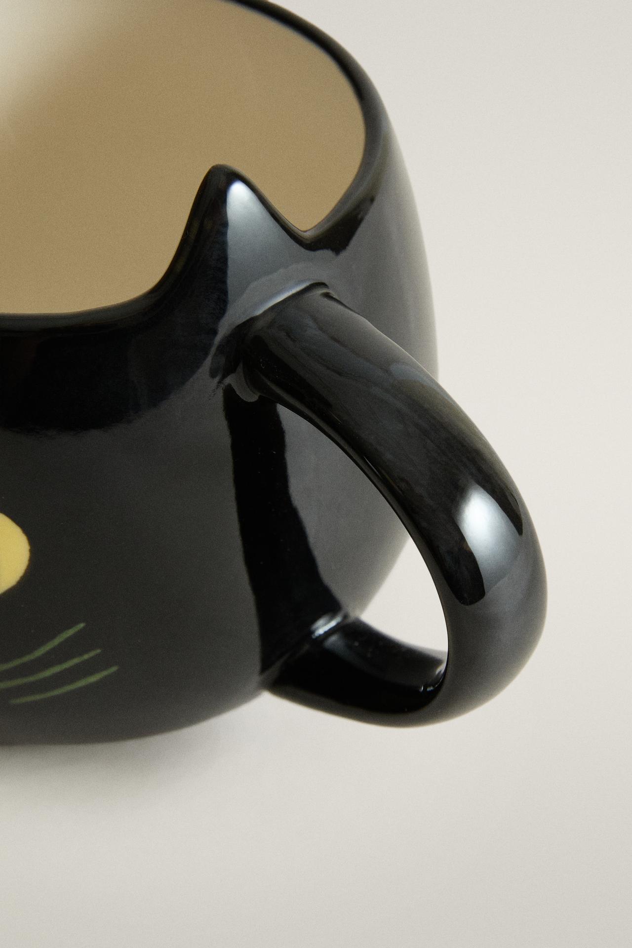 HALLOWEEN BLACK CAT KIDS' STONEWARE MUG — Multicoloured
