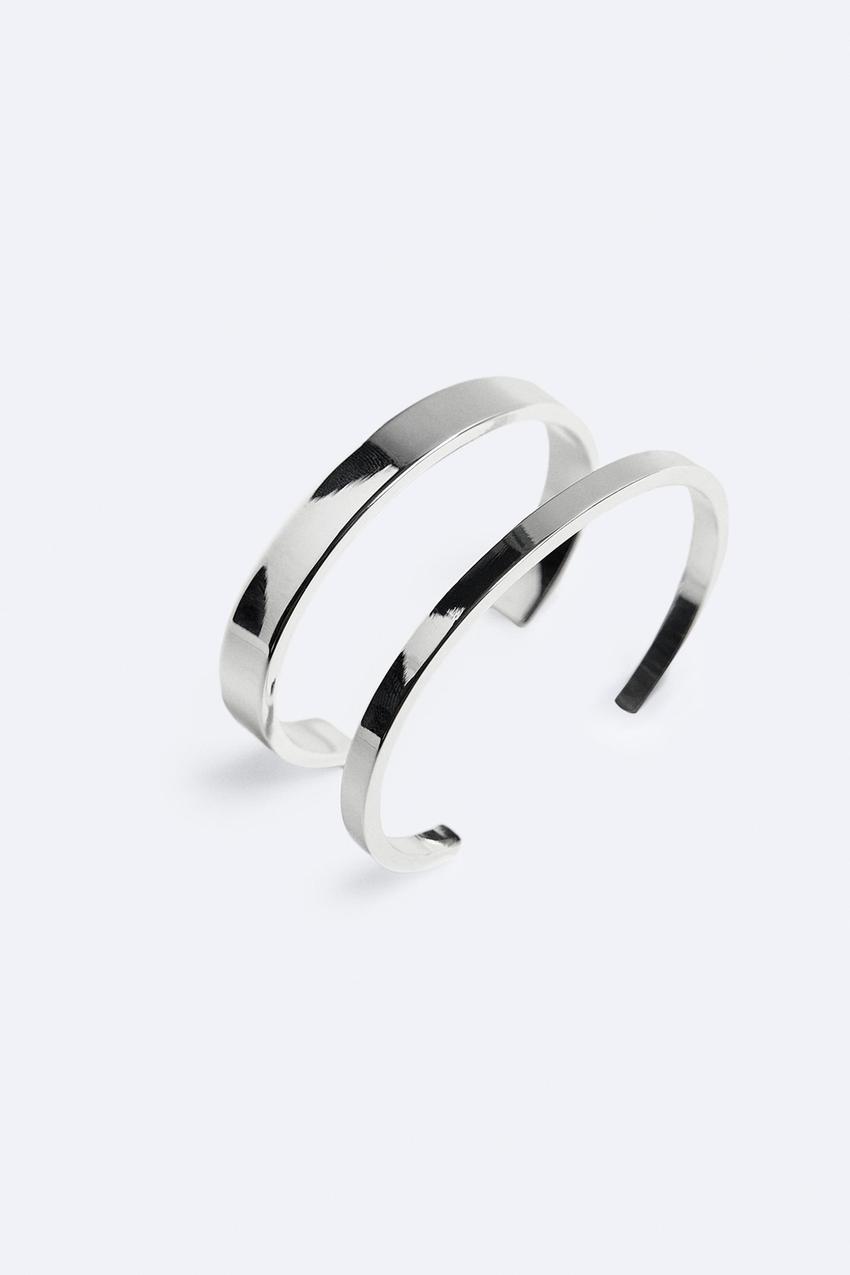 2-PACK OF RIGID BRACELETS - Silver