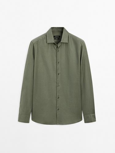 Zara Lightweight regular fit twill shirt - Green