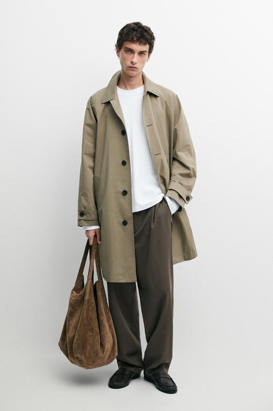 Zara Oversize long 100% cotton trench coat - Black gold - Image 0