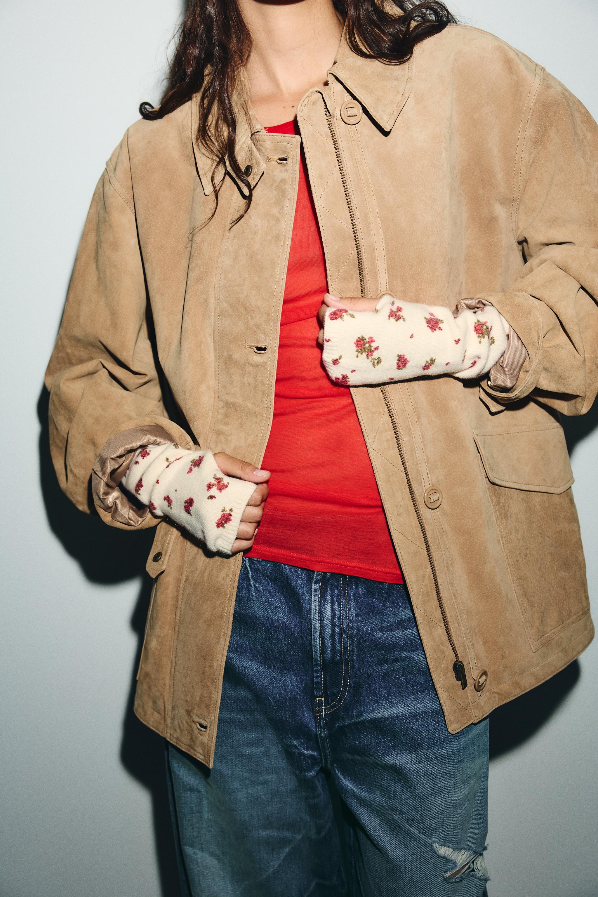 MITAINES EN MAILLE À IMPRIMÉ FLEURS