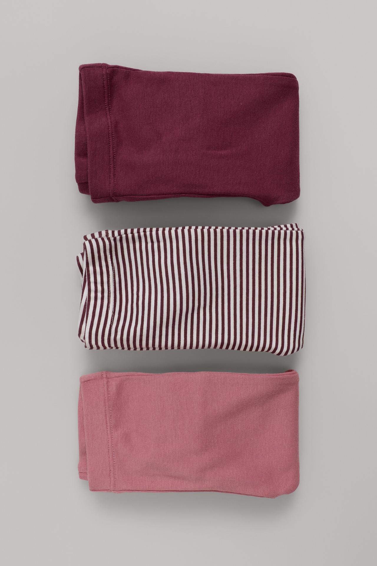3-PACK ADJUSTABLE-LENGTH STRIPED LEGGINGS — Dusty pink