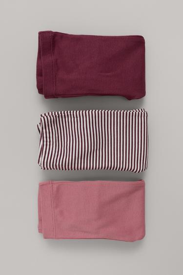 3-PACK ADJUSTABLE-LENGTH STRIPED LEGGINGS — Dusty pink 1
