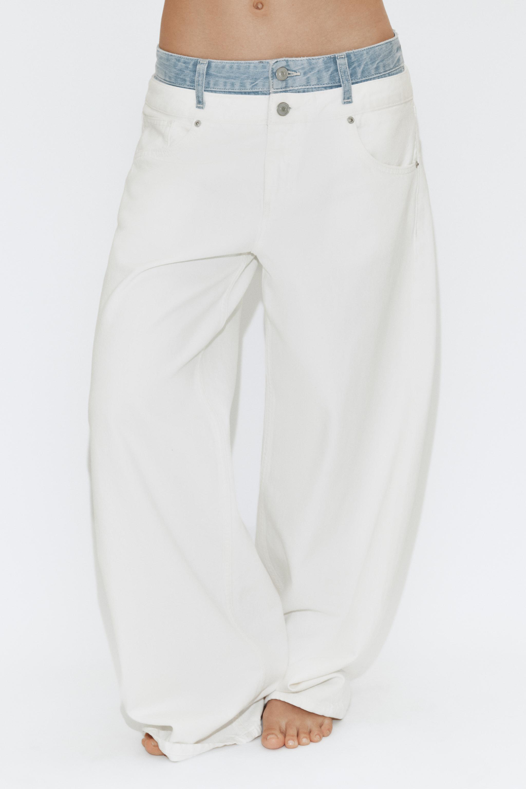 Женские джинсы Zara TRF STRAIGHT DOUBLE WAISTBAND MID-RISE JEANS — фото 2