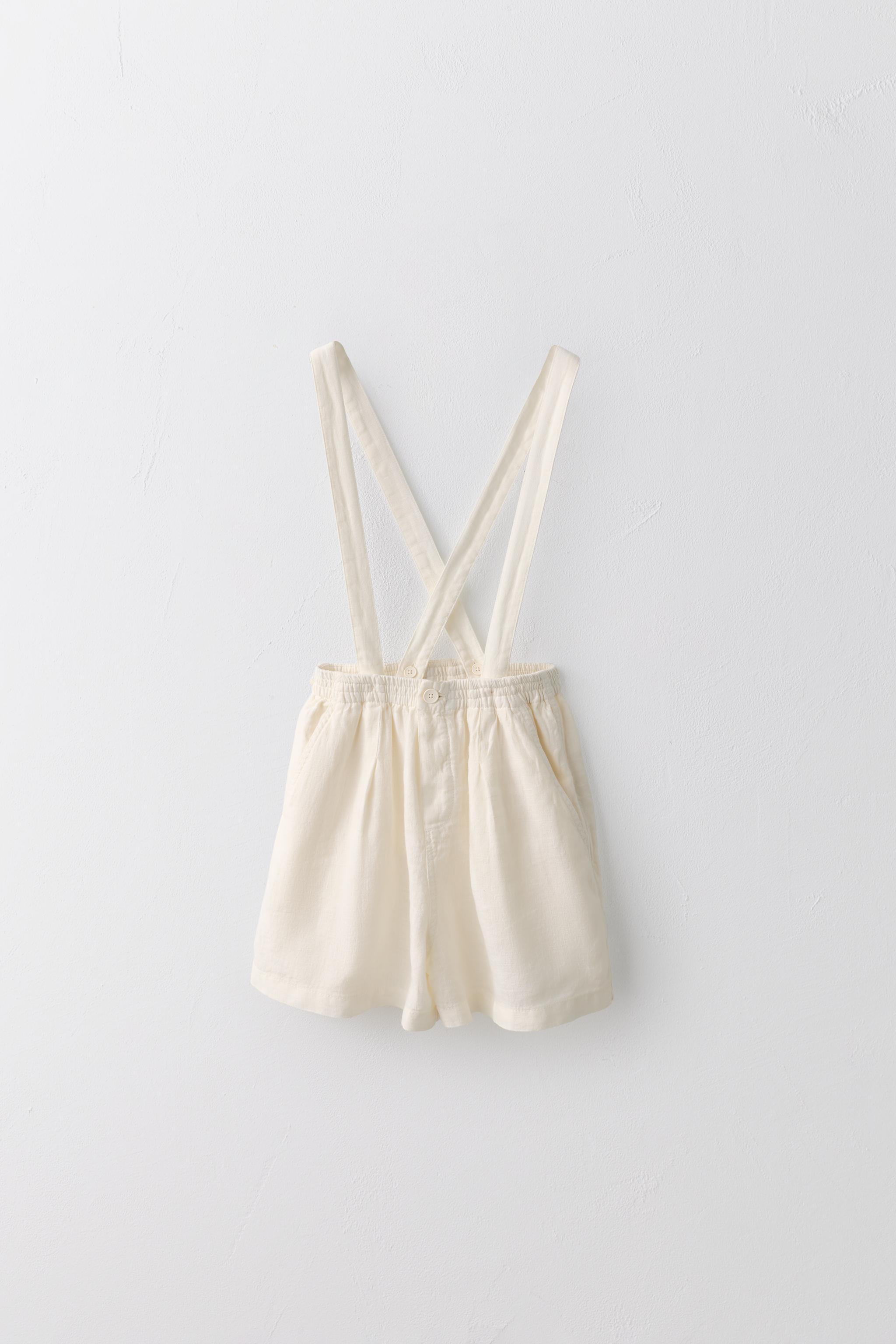 2-5 YEARS / LIMITED EDITION 100% LINEN REMOVABLE SUSPENDER SHORTS