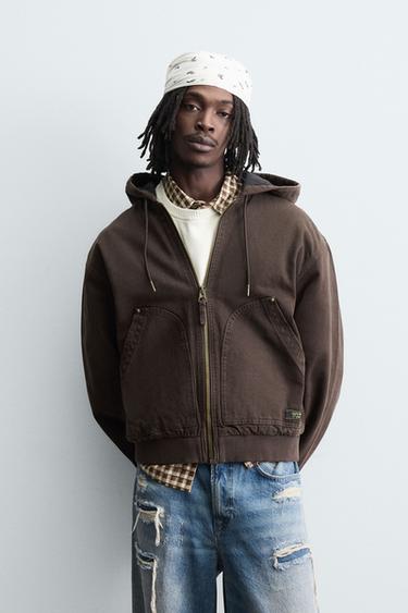 Zara 連帽絎縫夾克 - 棕色