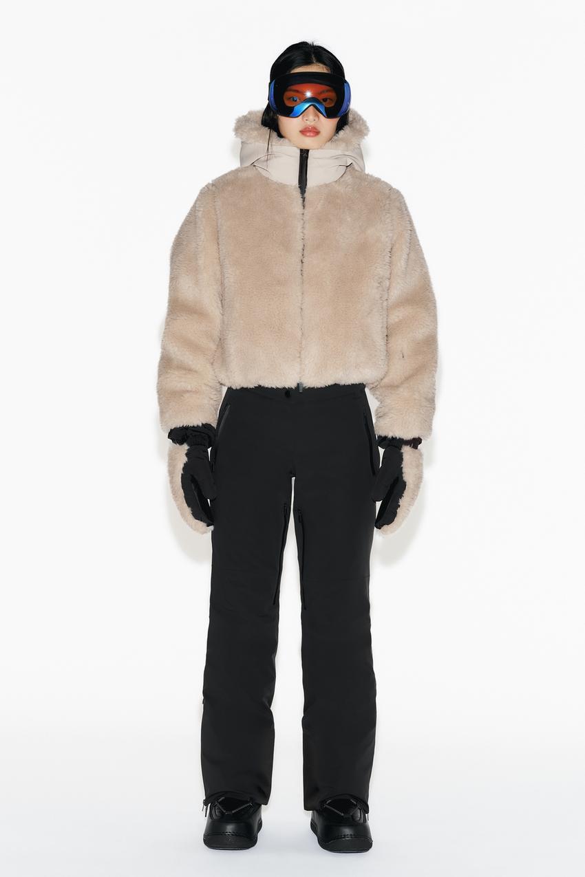 SHORT FAUX FUR HOODIE RECCO® TECHNOLOGY SKI COLLECTION - Mink 